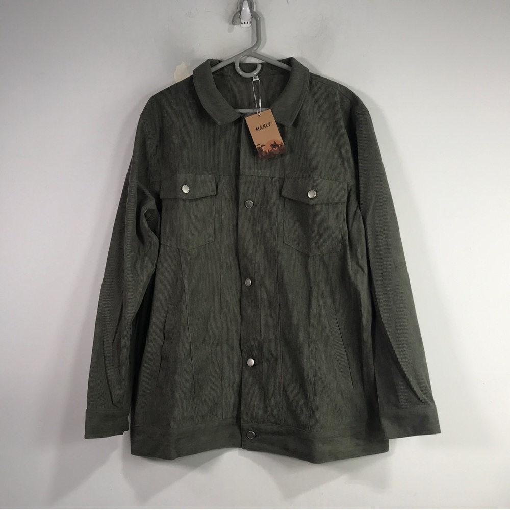 Manly Vintage Corduroy Lapel Work Jacket, Men's Size XL - Green